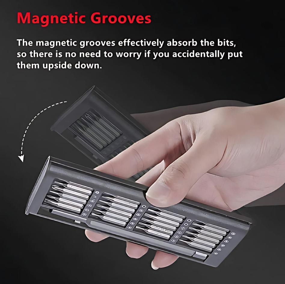 Magnetic 24-in-1 Screwdriver Set for DIY Projects - Compact and Lightweight Tool Kit